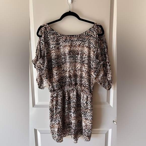 Eight Sixty Dress Tunic Animal Print brown/black tie waist Size L Snake Print - Picture 8 of 9